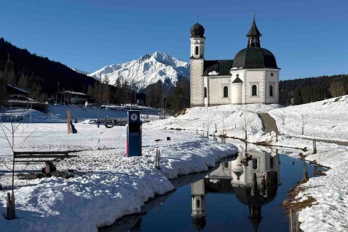 seefeld-in-tirol-moesern-wildmoosalm Mittelschwere Wanderung Dauer: 5:00 Std. - Länge: 16,0 km Aufstieg: 258 m - Abstieg: 258 m Winterwanderung