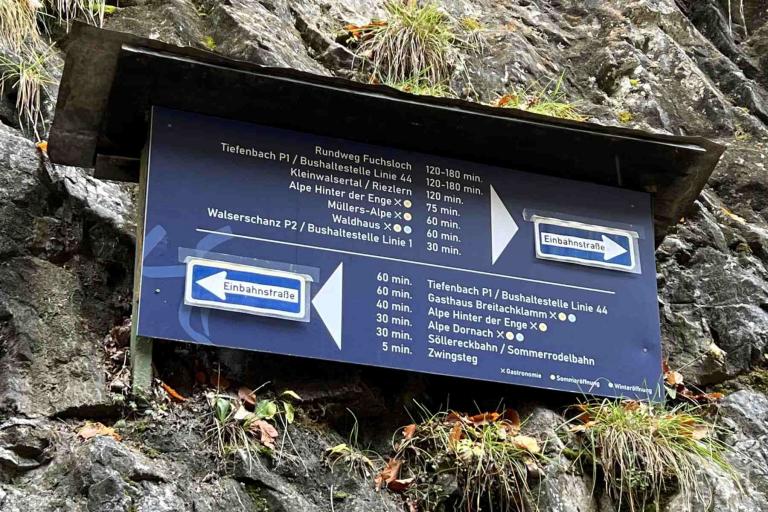 Wanderweg Breitachklamm. Wegweiser