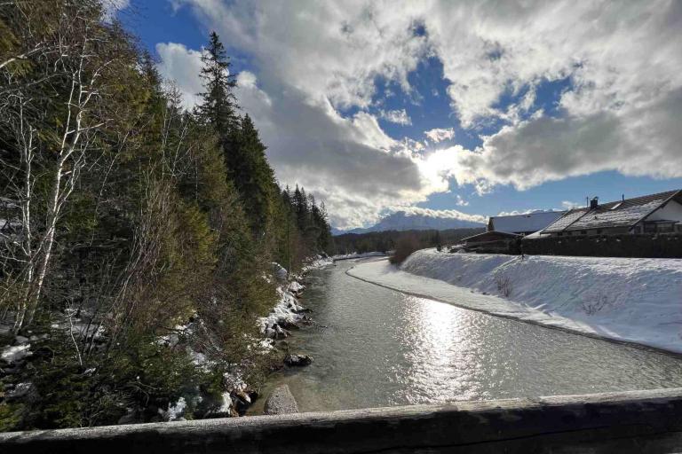 Winterwanderung Kruen Wanderparkplatz Isar